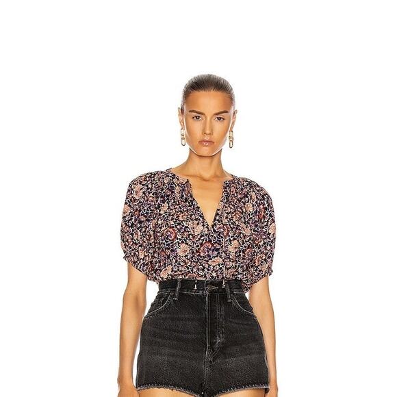 Ulla Johnson Tops - Ulla Johnson Evie Puff Sleeve Peasant Blouse Top in Midnight Floral, size 12